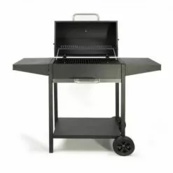 LIVOO Barbecue à Charbon Avec Desserte Rangement Intérieur Latéral 10 Personnes - Noir