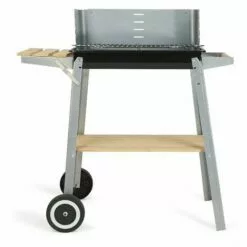 LIVOO Barbecue Charbon Sur Pied Finition Bois 48 X 28 Cm - Gris