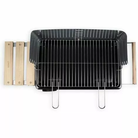 LIVOO Barbecue Charbon Sur Pied Finition Bois 48 X 28 Cm - Gris 6 LIVOO Barbecue Charbon Sur Pied Finition Bois 48 X 28 Cm - Gris – Image 4