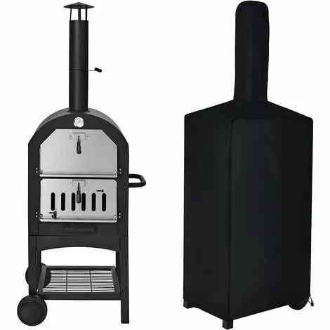 GOPLUS Four à Pizza En Fer Extérieur Avec Thermomètre Double Et Cheminée, Gril à Pizza Avec 2 Roulettes Universelles Et Housse Imperméable, Four à Pizza Avec Poignée Ergonomique 3 GOPLUS Four à Pizza En Fer Extérieur Avec Thermomètre Double Et Cheminée, Gril à Pizza Avec 2 Roulettes Universelles Et Housse Imperméable, Four à Pizza Avec Poignée Ergonomique