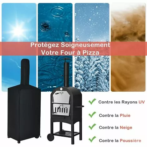 GOPLUS Four à Pizza En Fer Extérieur Avec Thermomètre Double Et Cheminée, Gril à Pizza Avec 2 Roulettes Universelles Et Housse Imperméable, Four à Pizza Avec Poignée Ergonomique 6 GOPLUS Four à Pizza En Fer Extérieur Avec Thermomètre Double Et Cheminée, Gril à Pizza Avec 2 Roulettes Universelles Et Housse Imperméable, Four à Pizza Avec Poignée Ergonomique – Image 4