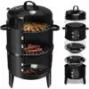 QDRECLOD Barbecue Fumoir, 3 En 1 Barbecue Smoker Avec Thermomètre, Multifonctions Fumoir A Froid, Grande Capacité Barbecues Charbon De Bois De Baril Fumoir Smoker Pour Fumoir Viande Et Poisson - Noir -France Barbecue Soldes Boutique 57316097 1