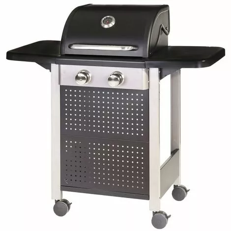 LOLA HOME Barbecue à Gaz Birgitt Avec 2 Brûleurs En Acier Noir 52x116x110 Cm -France Barbecue Soldes Boutique 57715525 1