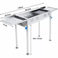 BIGZZIA Barbecue à Charbon Pliable Portable - BBQ Grill Sur Pied Avec étagères + Grille + Plaque Cuisson - Pour Camping 120 X 67 X 31 Cm -France Barbecue Soldes Boutique 58194764 2