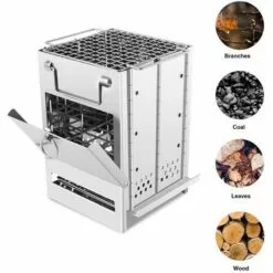 TANCYCO Réchaud De Camping Pliant Avec Sac De Rangement Pour Barbecue Réchaud à Bois Réchaud à Barbecue Pliable Pour Les Voyages, La Randonnée, Le Camping, Le Pique-nique, Le Barbecue (argent) -France Barbecue Soldes Boutique 58208234 3