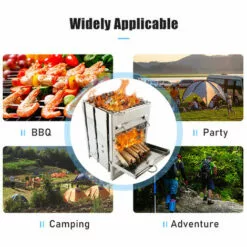 TANCYCO Réchaud De Camping Pliant Avec Sac De Rangement Pour Barbecue Réchaud à Bois Réchaud à Barbecue Pliable Pour Les Voyages, La Randonnée, Le Camping, Le Pique-nique, Le Barbecue (argent) -France Barbecue Soldes Boutique 58208234 5