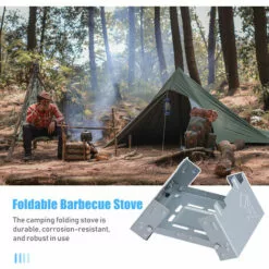 TANCYCO Réchaud Pliant De Camping Réchaud à Combustible à Alcool Solide Réchaud à Barbecue Pliable Pour Les Voyages, La Randonnée, Le Camping, Le Pique-nique, Le Barbecue (argent) -France Barbecue Soldes Boutique 58208245 3