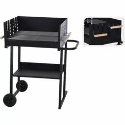 Vargan Barbecue Au Charbon De Bois - Surface De Cuisson 76 X 34 Cm - Grille Réglable En Hauteur