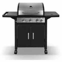 AMSTA - AMBB77791 - Barbecue à Gaz - 12 800W - 3 Brûleurs + 1 Latéral - Thermomètre Intégré