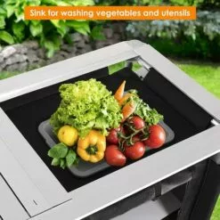 BAMNY Cuisine De Camping En MDF Et Aluminium 122 X 54 X 117 Cm, Mobilier De Camping Portable Avec Protection Contre Le Vent, Compartiment De Rangement Et Sac Portable, Facile à Nettoyer, Léger 10 BAMNY Cuisine De Camping En MDF Et Aluminium 122 X 54 X 117 Cm, Mobilier De Camping Portable Avec Protection Contre Le Vent, Compartiment De Rangement Et Sac Portable, Facile à Nettoyer, Léger -France Barbecue Soldes Boutique 58832405 4