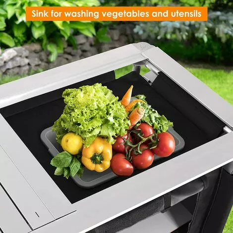 BAMNY Cuisine De Camping En MDF Et Aluminium 122 X 54 X 117 Cm, Mobilier De Camping Portable Avec Protection Contre Le Vent, Compartiment De Rangement Et Sac Portable, Facile à Nettoyer, Léger 6 BAMNY Cuisine De Camping En MDF Et Aluminium 122 X 54 X 117 Cm, Mobilier De Camping Portable Avec Protection Contre Le Vent, Compartiment De Rangement Et Sac Portable, Facile à Nettoyer, Léger – Image 4