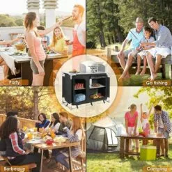 BAMNY Cuisine De Camping En MDF Et Aluminium 122 X 54 X 117 Cm, Mobilier De Camping Portable Avec Protection Contre Le Vent, Compartiment De Rangement Et Sac Portable, Facile à Nettoyer, Léger 11 BAMNY Cuisine De Camping En MDF Et Aluminium 122 X 54 X 117 Cm, Mobilier De Camping Portable Avec Protection Contre Le Vent, Compartiment De Rangement Et Sac Portable, Facile à Nettoyer, Léger -France Barbecue Soldes Boutique 58832405 5