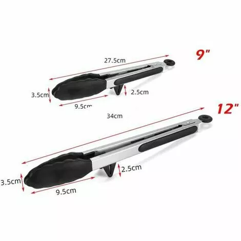 BEICHEN 9"et 12" Pince De Cuisine Barbecue Grille Pain En Acier Inoxydable 304 Et Poignée En Silicone Avec Support Et Trou De Suspension 6 BEICHEN 9"et 12" Pince De Cuisine Barbecue Grille Pain En Acier Inoxydable 304 Et Poignée En Silicone Avec Support Et Trou De Suspension – Image 4