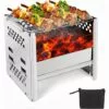 HIASDFLS Réchaud De Camping Portable, Camping Poêle À Bois Léger Avec Grille Et Sac De Rangement, Pliable Compact Durable Pour Barbecue Randonnée Camping Pique-Nique Cuisine De Plein Air
