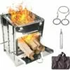 HIASDFLS Camping Poêle En Acier Inoxydable Pliant Sac À Dos Poêle À Bois Mini Barbecue Grill Avec Sac De Transport Pour Camping Randonnée Cuisine -France Barbecue Soldes Boutique 59007900 1