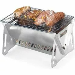 JOORRT Mini Barbecue Pliable Et Mobile - Surface De Cuisson : Environ 16 Cm X 21 Cm - Portable - Barbecue Au Charbon De Bois Pour 1 à 2 Personnes (plié Environ 33 Cm X 21 Cm)