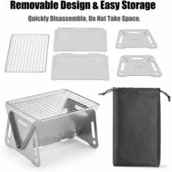JOORRT Mini Barbecue Pliable Et Mobile - Surface De Cuisson : Environ 16 Cm X 21 Cm - Portable - Barbecue Au Charbon De Bois Pour 1 à 2 Personnes (plié Environ 33 Cm X 21 Cm) -France Barbecue Soldes Boutique 59171012 5