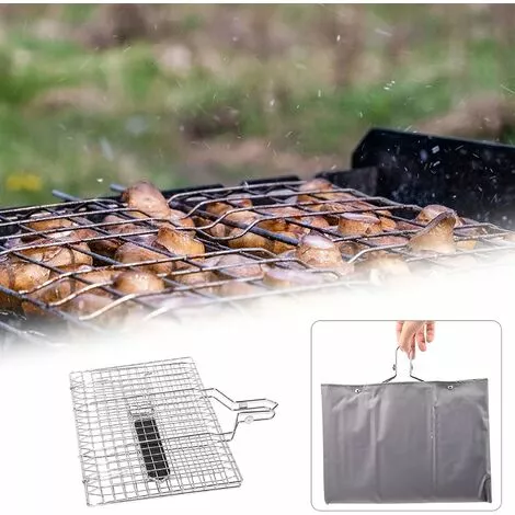 ZOLGINAH 1Pc Griller Panier Portable Pour Barbecue, Grand Grille Panier Rôti Pour Poisson, Légumes, Steak, Crevettes, Saucisses Avec Poignée Amovible Et Sac De Transport Facile,Couleur Argent, 32 X 22cm 6 ZOLGINAH 1Pc Griller Panier Portable Pour Barbecue, Grand Grille Panier Rôti Pour Poisson, Légumes, Steak, Crevettes, Saucisses Avec Poignée Amovible Et Sac De Transport Facile,Couleur Argent, 32 X 22cm – Image 4