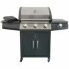 Barbecue à Gaz Soleto 3 Brûleurs + 1 Brûleur Latéral - Jardideco - Noir