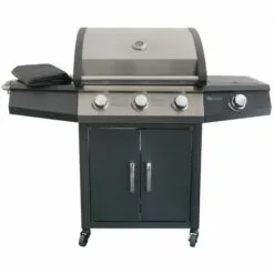Barbecue à Gaz Soleto 3 Brûleurs + 1 Brûleur Latéral - Jardideco - Noir