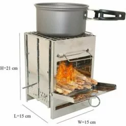 MACARON Réchaud Poêle À Bois, Réchaud De Camping À Bois Acier Inoxydable, Poêle À Bois Carré, Grille Pliante Pour Poêle À Charbon Extérieur, Barbecue LO-Ron -France Barbecue Soldes Boutique 59726877 2