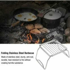 MACARON Gril De Barbecue Pliable Gril Au Charbon De Bois Pliant Léger Portable En Acier Inoxydable Pour Pique-nique Randonnée Camping - Argent LO-Ron -France Barbecue Soldes Boutique 59727369 5