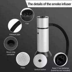 GALOZZOIT Fumeur Portable Infusion Fumée Fraîche Pour Améliorer Le Goût Smoke Fumeur Pistolet à Viande Fumeur Pistolet Portatif Avec Des Copeaux De Bois Pour La Nourriture, La Viande, Les Fromages -France Barbecue Soldes Boutique 59853987 5