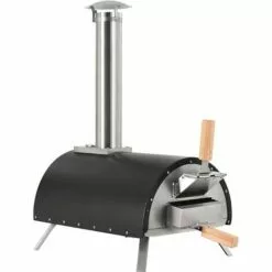 GIGA Four à Pizza Extérieur, Four à Bois Pizza En Acier Inoxydable Pour Jardin / Terrasse, Poêle à Granulés Charbon De Pizza Avec Pierre à Pizza De 13 Pouces + Thermomètre Intégré + Pelle à Pizza - Noir -France Barbecue Soldes Boutique 60073590 3