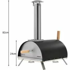 GIGA Four à Pizza Extérieur, Four à Bois Pizza En Acier Inoxydable Pour Jardin / Terrasse, Poêle à Granulés Charbon De Pizza Avec Pierre à Pizza De 13 Pouces + Thermomètre Intégré + Pelle à Pizza - Noir -France Barbecue Soldes Boutique 60073590 4