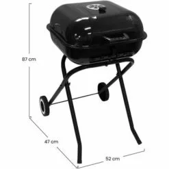 7HOUSE Barbecue De Carbone Pliante Et Portable Avec Roues Tamarit Noires 47x52x87cm 7habre -France Barbecue Soldes Boutique 60089417 4