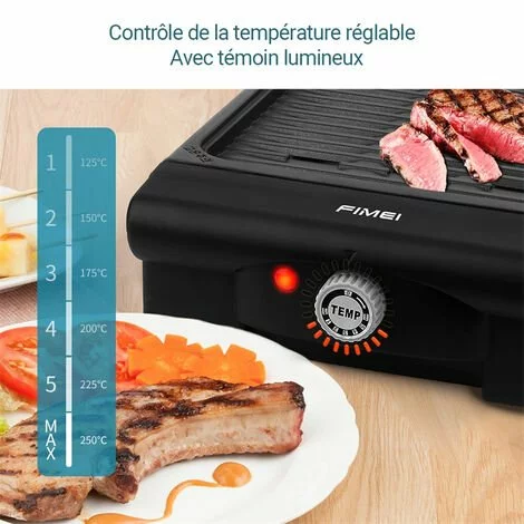 FIMEI Grille Electrique Barbecue De Table Puissance 1400W Sans Fumée,Température Réglable,Bac à Eau, Noir 50 Cm X 9 Cm X 23 Cm 6 FIMEI Grille Electrique Barbecue De Table Puissance 1400W Sans Fumée,Température Réglable,Bac à Eau, Noir 50 Cm X 9 Cm X 23 Cm – Image 4
