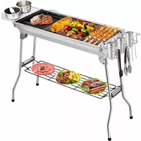 PESCE Barbecue Charbon, BBQ Barbecue à Charbon De Table En Acier Inoxydable Pliable Four Grille De Cuisson Démontable Pour 5-10 Personnes Pour Barbecue De Jardin Extérieur Camping 3 PESCE Barbecue Charbon, BBQ Barbecue à Charbon De Table En Acier Inoxydable Pliable Four Grille De Cuisson Démontable Pour 5-10 Personnes Pour Barbecue De Jardin Extérieur Camping
