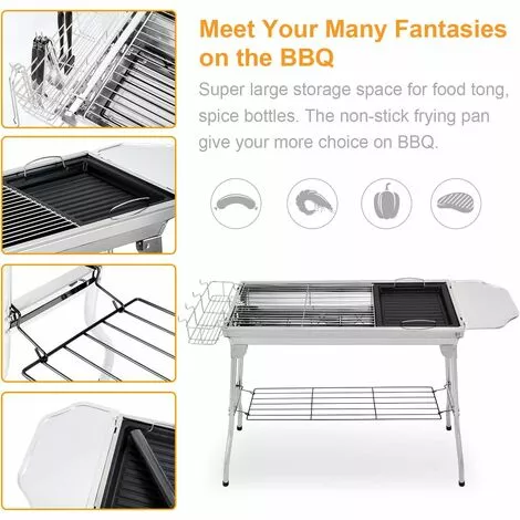 PESCE Barbecue Charbon, BBQ Barbecue à Charbon De Table En Acier Inoxydable Pliable Four Grille De Cuisson Démontable Pour 5-10 Personnes Pour Barbecue De Jardin Extérieur Camping 5 PESCE Barbecue Charbon, BBQ Barbecue à Charbon De Table En Acier Inoxydable Pliable Four Grille De Cuisson Démontable Pour 5-10 Personnes Pour Barbecue De Jardin Extérieur Camping – Image 3