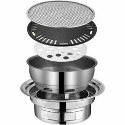 PESCE Barbecue Portable, Barbecue Pliable, Mini Barbecue, Gril De Barbecue Coréen Domestique, Gril De Barbecue Au Charbon De Bois Multifonctionnel, Gril De Fumeur De Barbecue Robuste 2-en-1 -France Barbecue Soldes Boutique 60170031 4