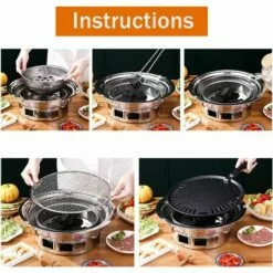 PESCE Barbecue Portable, Barbecue Pliable, Mini Barbecue, Gril De Barbecue Coréen Domestique, Gril De Barbecue Au Charbon De Bois Multifonctionnel, Gril De Fumeur De Barbecue Robuste 2-en-1 -France Barbecue Soldes Boutique 60170031 5