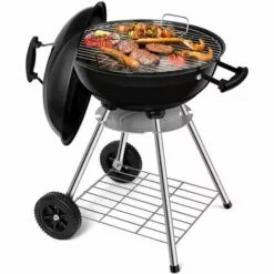 PESCE Barbecue à Charbon De Bois 45 * 80cm Noir Pour Pique-Nique Barbecue à Billes Pour Charbon De Bois De Diamètre Avec Bac à Cendres Amovible Pour Barbecue Rond à Grille Avec Surface De Gril