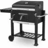 PESCE Barbecue à Charbon De Bois, Grill XXL Avec Couvercle, 113x53,5x100 Cm, Barbecue Avec 3 Grilles De Gril, Plaque De Charbon Réglable En Hauteur, Cendrier Coulissant, 2 Roues Pour Une Mobilité Facile