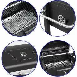 PESCE Barbecue à Charbon De Bois, Grill XXL Avec Couvercle, 113x53,5x100 Cm, Barbecue Avec 3 Grilles De Gril, Plaque De Charbon Réglable En Hauteur, Cendrier Coulissant, 2 Roues Pour Une Mobilité Facile -France Barbecue Soldes Boutique 60170082 5