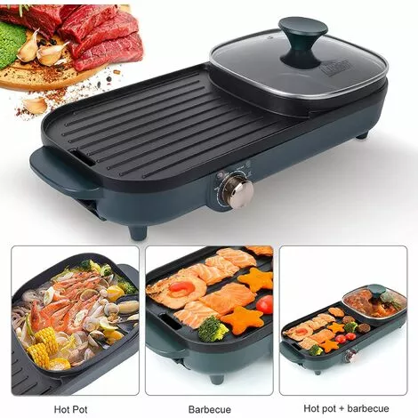 PESCE Gril Électrique,Hot Pot BBQ 2 En 1 Gril Portatif Electric Smokeless Grill Pot Chaud D'Intérieur De Gril 1500W 4 PESCE Gril Électrique,Hot Pot BBQ 2 En 1 Gril Portatif Electric Smokeless Grill Pot Chaud D'Intérieur De Gril 1500W – Image 2