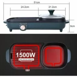 PESCE Gril Électrique,Hot Pot BBQ 2 En 1 Gril Portatif Electric Smokeless Grill Pot Chaud D'Intérieur De Gril 1500W 9 PESCE Gril Électrique,Hot Pot BBQ 2 En 1 Gril Portatif Electric Smokeless Grill Pot Chaud D'Intérieur De Gril 1500W -France Barbecue Soldes Boutique 60170113 3