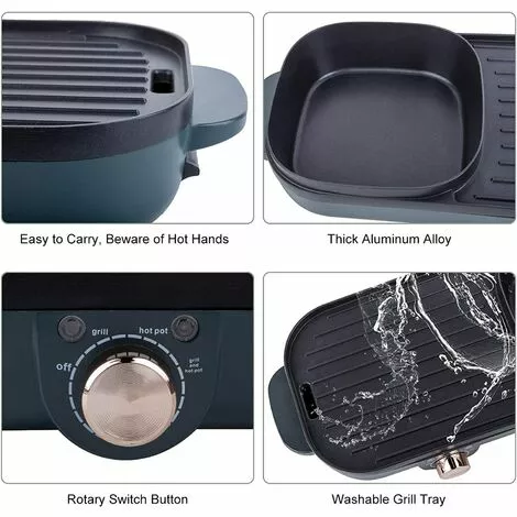 PESCE Gril Électrique,Hot Pot BBQ 2 En 1 Gril Portatif Electric Smokeless Grill Pot Chaud D'Intérieur De Gril 1500W 6 PESCE Gril Électrique,Hot Pot BBQ 2 En 1 Gril Portatif Electric Smokeless Grill Pot Chaud D'Intérieur De Gril 1500W – Image 4