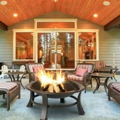 PESCE Brasero Exterieur Terrasse BBQ Φ76cm, Brasero De Jardin, Braséro Barbecue Avec Grill Acier Inoxydable 304, Couverture Étanche En Tissu Oxford 600D, Couvercle De Protection Contre Les Étincelles, Poker -France Barbecue Soldes Boutique 60170190 5