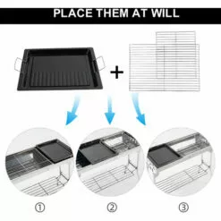 IKAYAA Barbecue En Acier Inoxydable Grand Extérieur Domestique Facile à Plier Portable Barbecue Support à Viande Léger Pique-nique Barbecue Gril à Charbon De Bois Avec Panier De Rangement étagère Poêle à Frire Pour Les Campeurs En Plein Air, Les Amateurs De Barb -France Barbecue Soldes Boutique 60365050 3