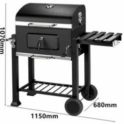 DYHF Barbecue Charbon De Bois à 2 Roues 2 Grilles Et 1 Thermomètre En Métal Noir - Cylindrique - Noir -France Barbecue Soldes Boutique 60688998 5