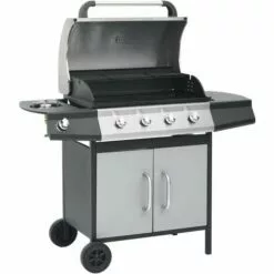 FIMEI Barbecue à Gaz 4+1 Zones Cuisson Noir Et Argenté Acier Et Inox