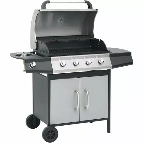 FIMEI Barbecue à Gaz 4+1 Zones Cuisson Noir Et Argenté Acier Et Inox -France Barbecue Soldes Boutique 61381512 1