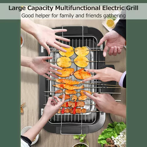 TANCYCO Gril électrique Ménage En Acier Inoxydable Fonction Multiple 2000W Haute Puissance 50-350℃ Plaque De Cuisson électrique Portable Extérieure Barbecue Brochettes Grill 5 TANCYCO Gril électrique Ménage En Acier Inoxydable Fonction Multiple 2000W Haute Puissance 50-350℃ Plaque De Cuisson électrique Portable Extérieure Barbecue Brochettes Grill – Image 3