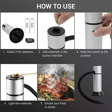 HEGUYEY Fumeur Portable Infusion Fumée Fraîche Pour Améliorer Le Goût Smoke Fumeur Pistolet à Viande Fumeur Pistolet Portatif Avec Des Copeaux De Bois Pour La Nourriture, La Viande, Les Fromages 4 HEGUYEY Fumeur Portable Infusion Fumée Fraîche Pour Améliorer Le Goût Smoke Fumeur Pistolet à Viande Fumeur Pistolet Portatif Avec Des Copeaux De Bois Pour La Nourriture, La Viande, Les Fromages – Image 2