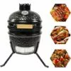 GREADEN KAMADO Ø 34 Cm Gril Barbecue Fumoir Céramique & Inox ,Thermomètre Inclus 32 X 32 X 39 Cm Pour 2 à 3 Personnes - Noir -France Barbecue Soldes Boutique 64093545 1