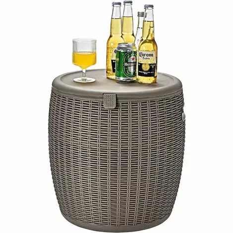 RELAX4LIFE Cool Bar Seau à Glace 45L Avec Couvercle Amovible Ø38cm, Cool Stool Glacière Avec Bouchon De Drainage Et Conception En Rotin Plastique Résistant Aux UV Pour Piscine, Terrasse, Patio (Brun) 3 RELAX4LIFE Cool Bar Seau à Glace 45L Avec Couvercle Amovible Ø38cm, Cool Stool Glacière Avec Bouchon De Drainage Et Conception En Rotin Plastique Résistant Aux UV Pour Piscine, Terrasse, Patio (Brun)